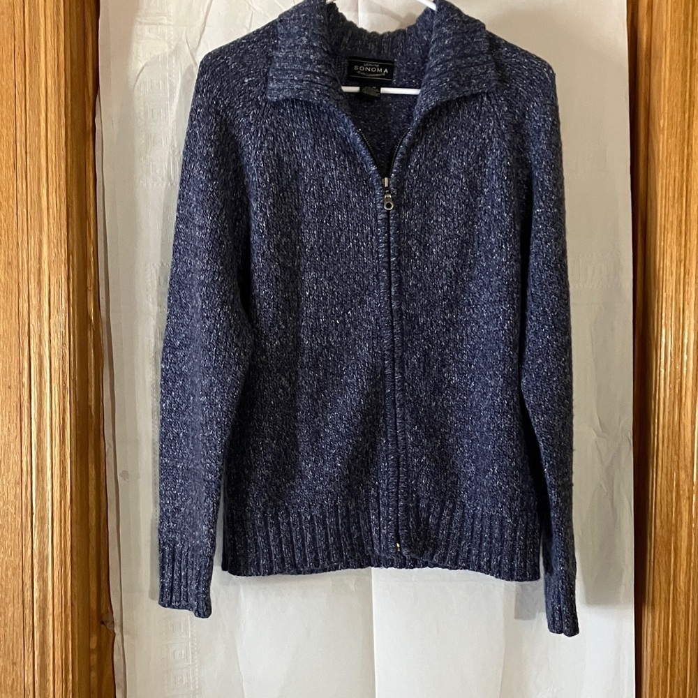 Genuine Sonoma Jean Company Men’s M Full Zip Blue Gray Long Sleeve Cardigan